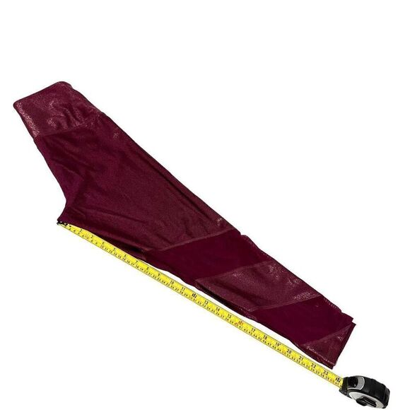 Victoria's Secret PINK Women’s Maroon Shimmery Fabric Geometric Leggings Size Me - Picture 6 of 14